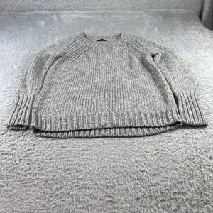 Ann Taylor Mens Gray Chunky Knit Wool Blend Raglan Crewneck Sweater Size M